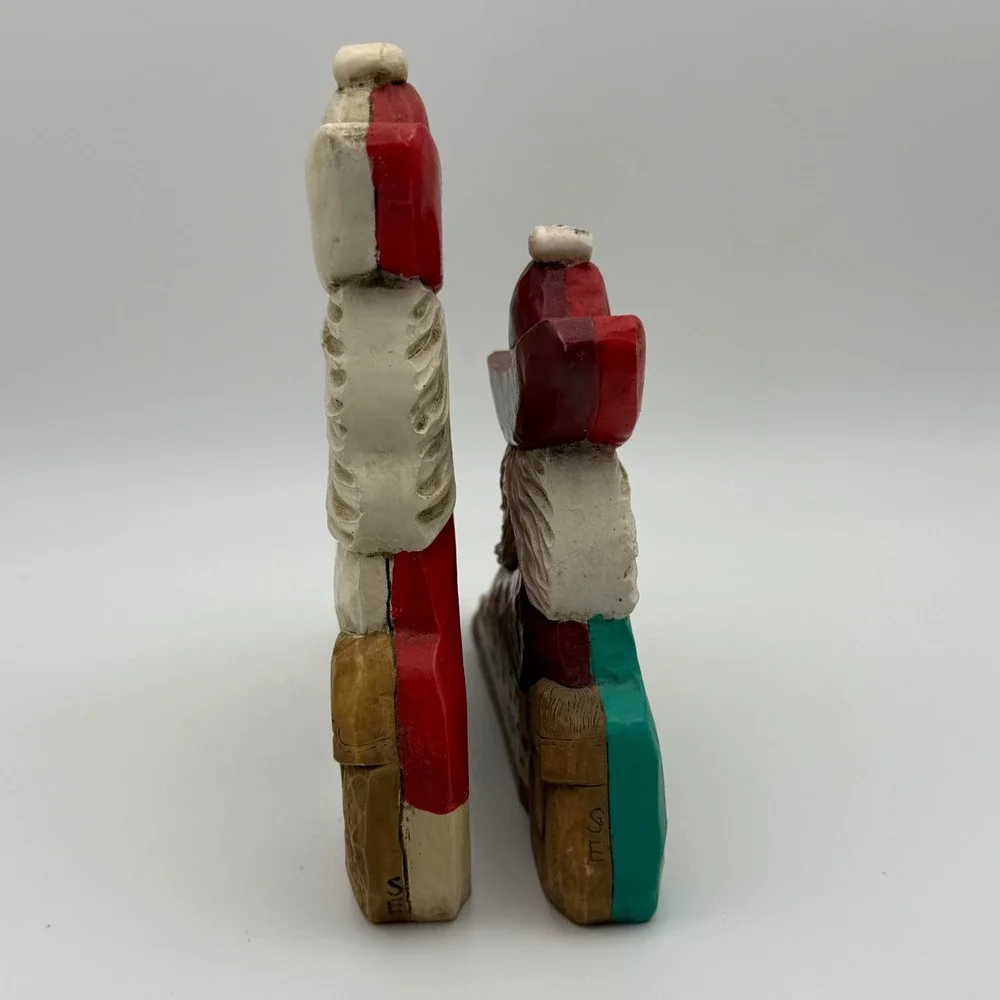 Reversible Southwestern Santa Figurines Desert & Christmas Holiday‎ Decor Set 2